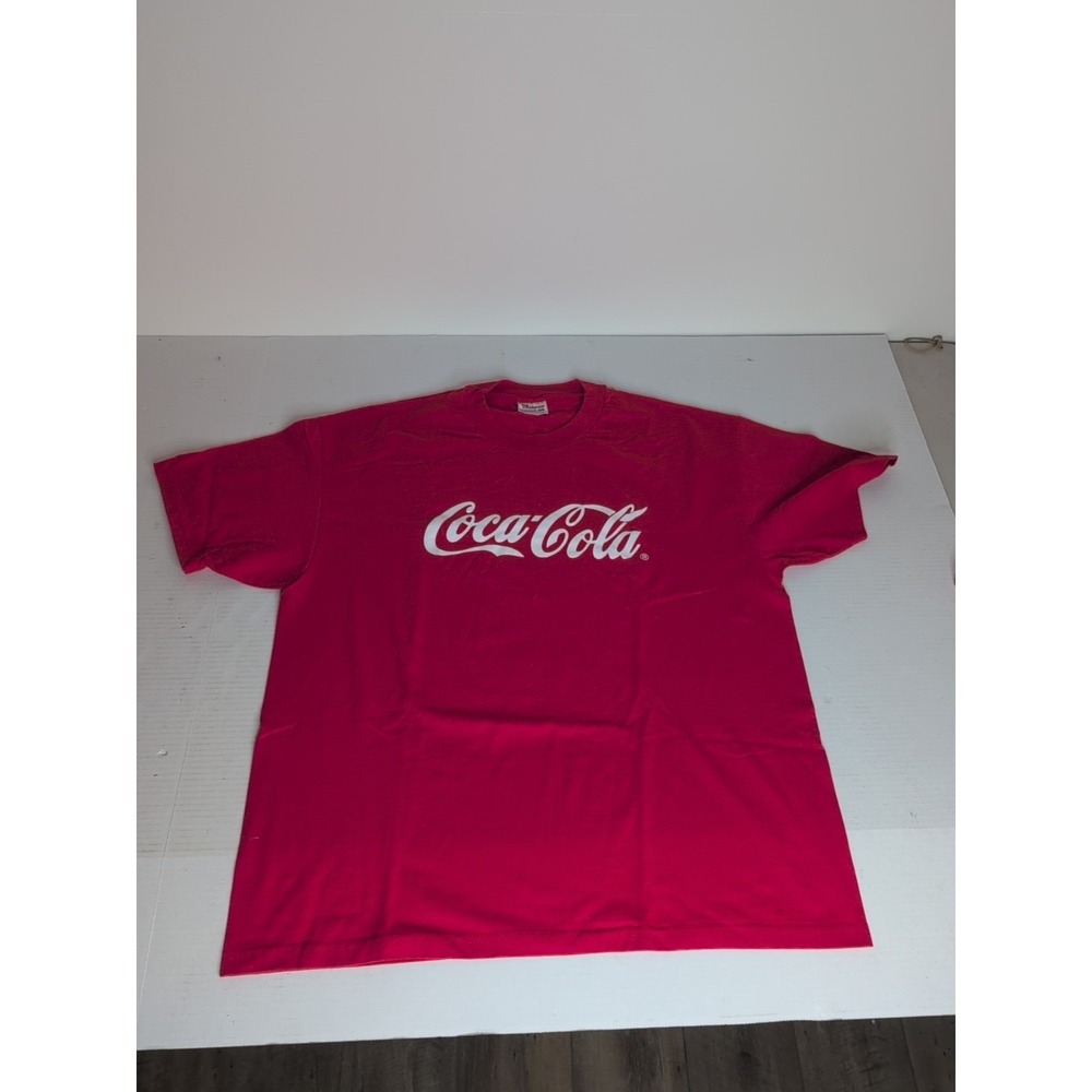 Vtg Coca Cola T-Shirt Mens XL Red Soda Graphic Logo Tee Coke Hanes Heavyweight